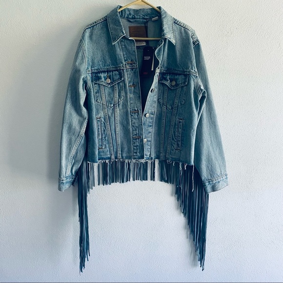 Levi's Jackets & Blazers - Levi’s Ex-Boyfriend Trucker Fringe Denim cropped jacket